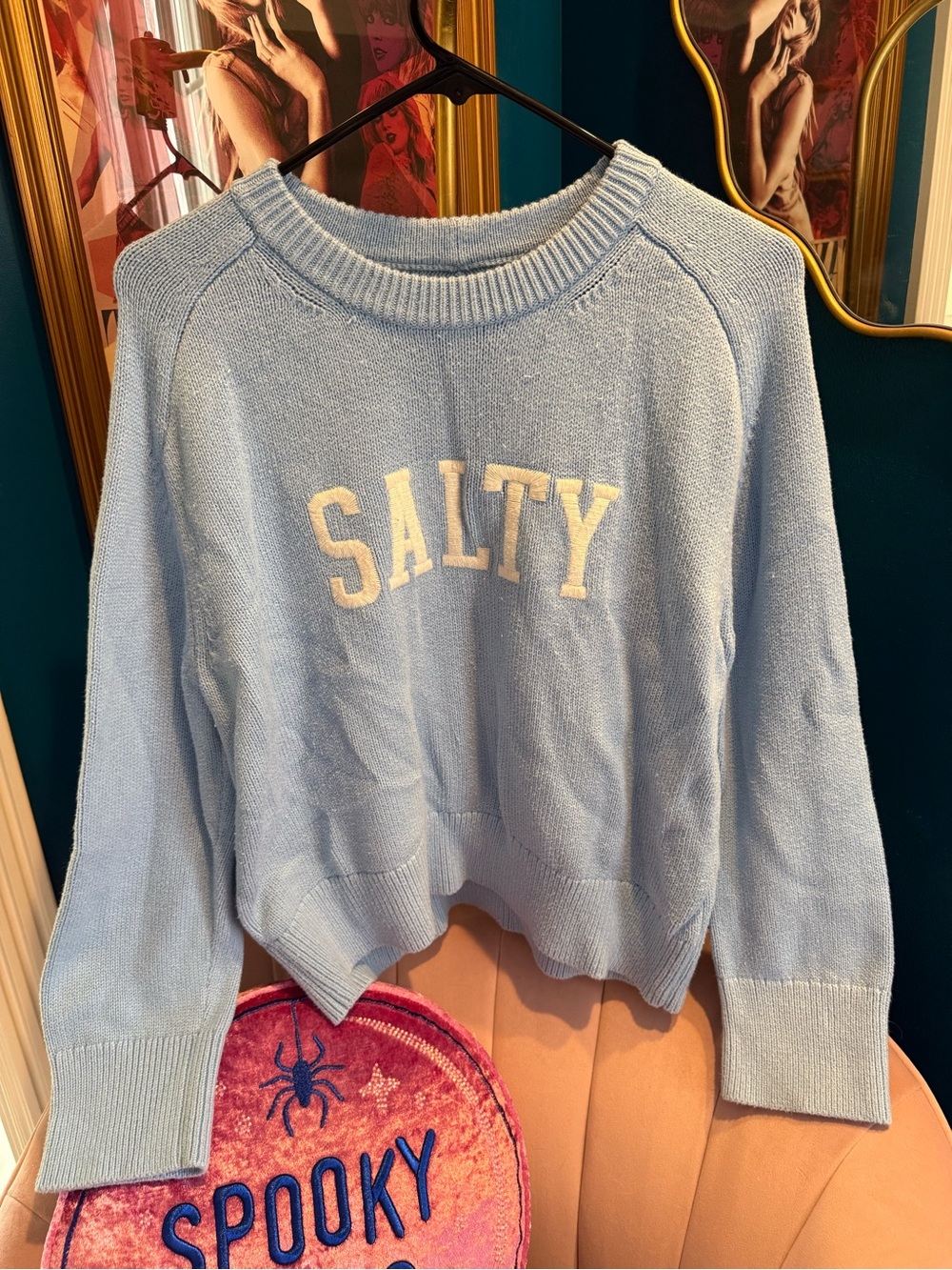 Abercrombie & Fitch Light Blue 'SALTY' Crewneck Sweater